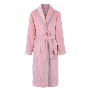 情侣珊瑚绒睡袍女中长晨袍睡衣加厚加绒浴衣2025秋冬大码法兰绒男