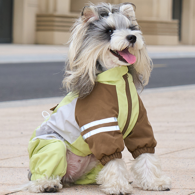 冬装狗狗衣服四脚比熊博美泰迪棉衣小型犬宠物可牵引防寒保暖衣服