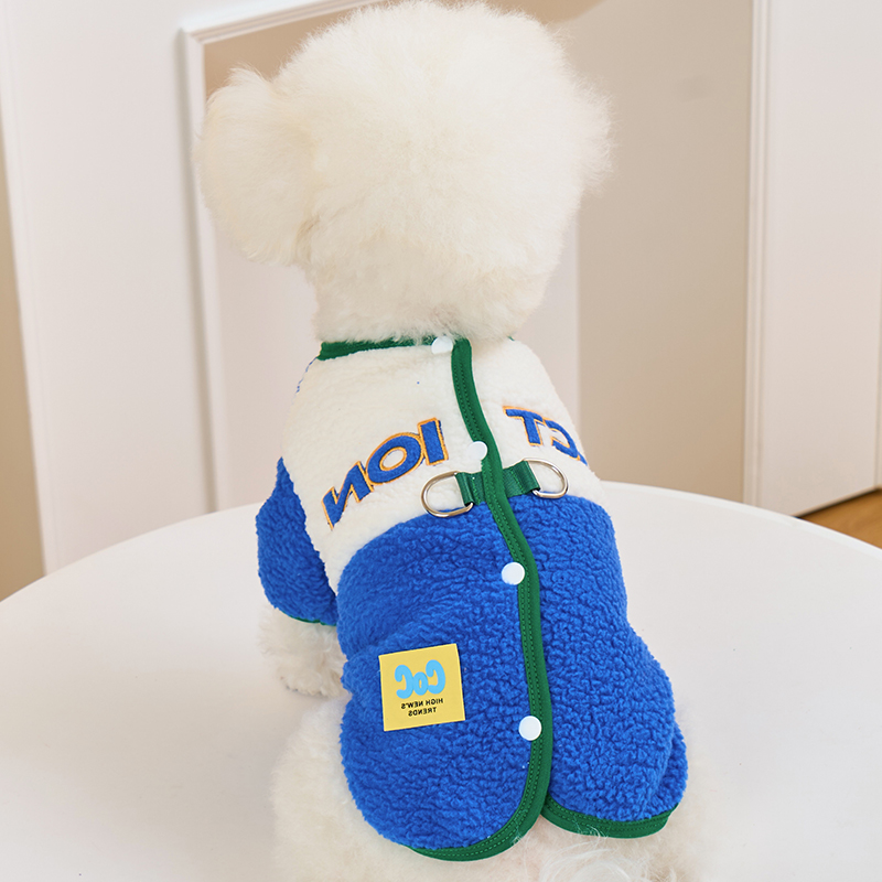 秋冬季狗狗衣服小型犬比熊泰迪保暖可牵引博美防寒两脚衣宠物衣服