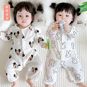 哈衣小宝宝衣服超萌睡衣 新生儿空调服外出长袖 婴儿连体衣夏季 薄款