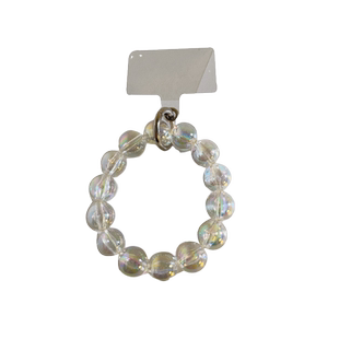 高颜值ins镭射透明珠珠手机壳挂链轻奢风纯大手串手机挂链女款学生妹包包挂饰短款配饰品通用钥匙相机挂链条