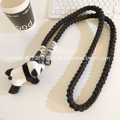 可爱立体趴趴熊猫公仔手机壳长绳