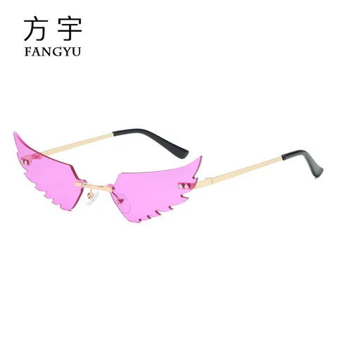 太阳镜女款新款走秀无框时尚2020摆摊个性眼镜翅膀