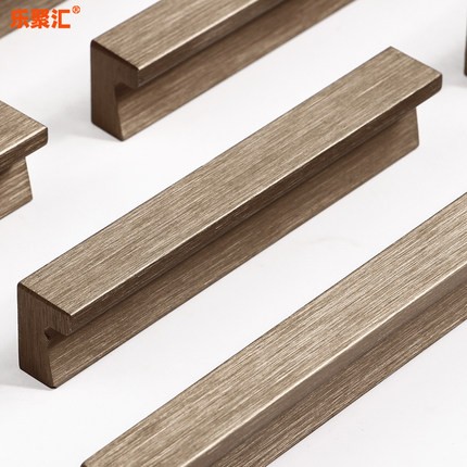 乐聚汇拉丝古铜金L形衣柜拉手轻奢现代威法大7字柜门厨柜抽屉把手