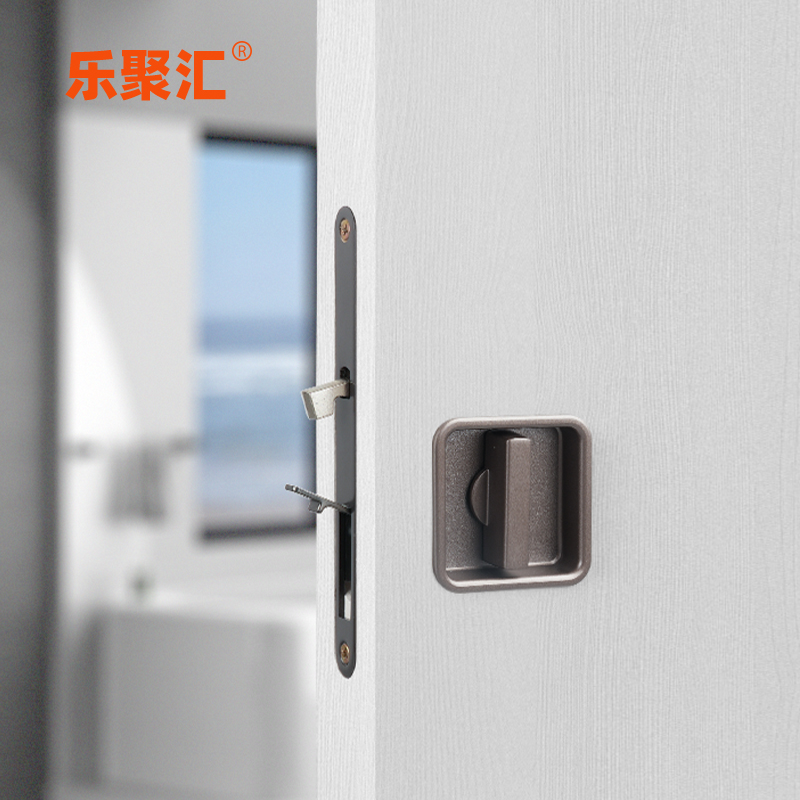 乐聚汇方形推拉门锁无钥匙口袋移门锁厨房趟门阳台玻璃推拉门钩锁