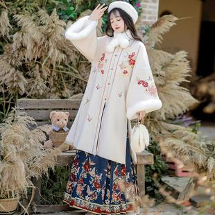 凝紫萱_繁花 原创明制汉服女2025新款冬季马面裙加绒加厚长衫古装