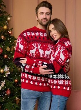 Family Christmas Sweater 2024 New Women Men Couples Matching