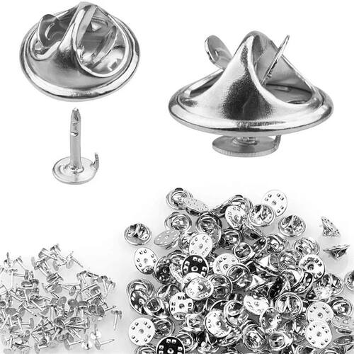 100pc Metal Locking Pin Back Brooch Badge Holder Lapel Base