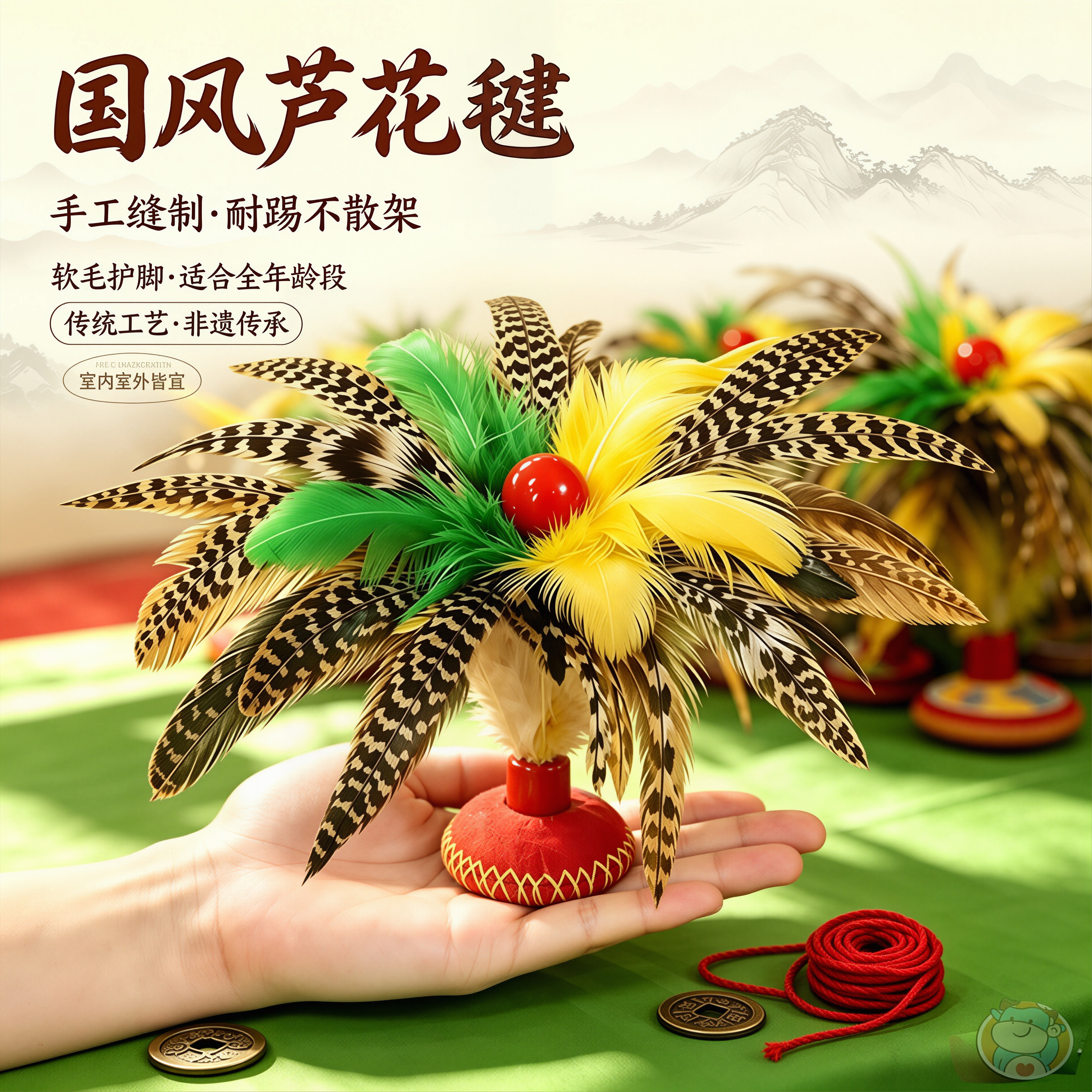 芦花毽子运动比赛专用鸡毛毽成人耐踢儿童小学生2026新款初学者腱