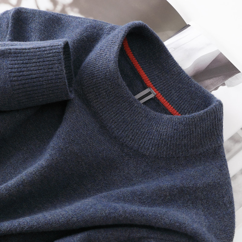 SWEATERS MAKE YOU HANDSOME  CARDIGAN MENS CASUAL HALF-TURTLENECK MENS SWEATER SOLID COLOR BASE MID-NECK KNIT