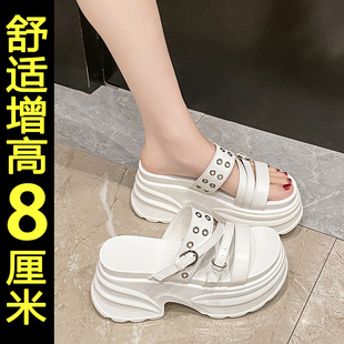 松糕厚底拖鞋女外穿夏2026新款百搭配裙子不累脚增高沙滩凉拖鞋