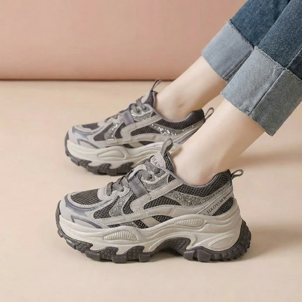 厚底老爹鞋女2025新款运动鞋配阔腿裤时尚休闲户外增高软底登山鞋