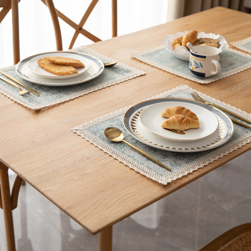 北欧田园ins风现代棉麻布艺防滑方形西餐垫餐垫垫子盘垫隔热垫