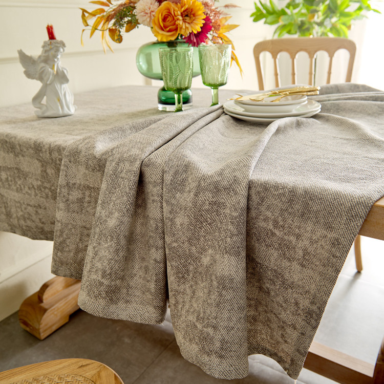 北欧轻奢风美式田园棉麻提花流苏西餐桌小圆桌茶几桌布台布可定制