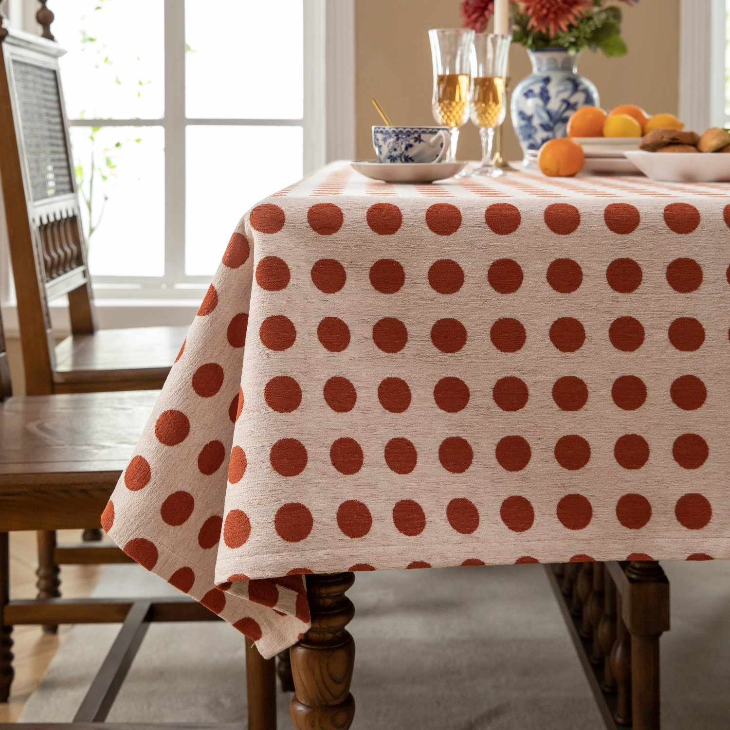 波点新年红色提花雪尼尔高档轻奢西餐桌布台布茶几布布艺盖布桌垫,居家布艺,桌布,淘宝优惠券,粉丝福利购,淘宝优惠卷