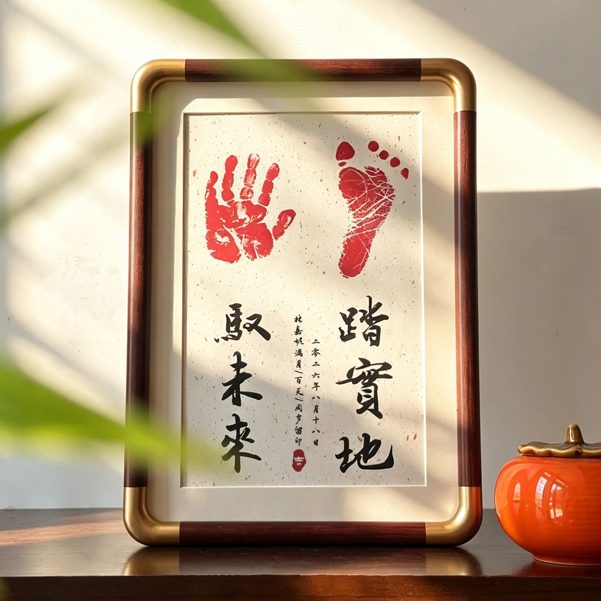 宝宝满月百天周岁手足印纪念