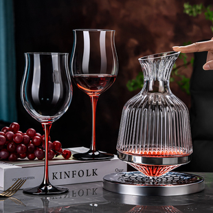 红酒杯轻奢高级感家用醒酒器套装 高脚杯子红酒酒具三件套架子倒挂