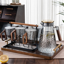 水杯家用套装 杯子客厅喝水招待客人茶杯带把手轻奢高档绿茶玻璃杯