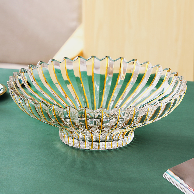 客厅家用描金水晶玻璃现代