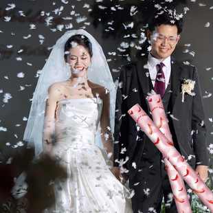 浪漫婚礼羽毛雨礼炮氛围舞台结婚礼花筒礼泡婚庆喷花筒手持花瓣雨