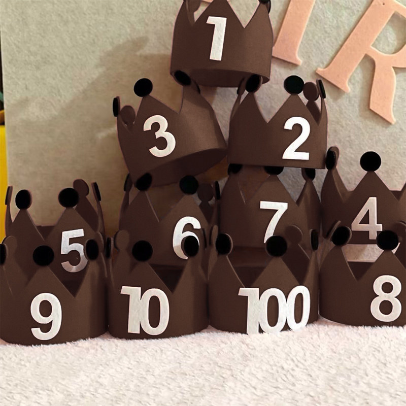 ins风棕色韩式简约数字生日帽子皇冠儿童周岁派对拍照道具装饰用,节庆用品/礼品,装扮布置套餐,淘宝优惠券,粉丝福利购,淘宝优惠卷