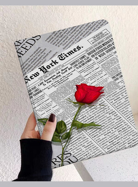 创意报纸玫瑰适用iPad 10.2保护套9.7ipd air3/2平板带笔槽Pro10.5/11寸20/19新款mini5/4迷你1ipad电脑6硅胶