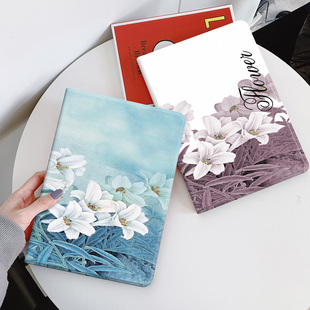 蓝底白花适用华为平板m6保护套10.8matepad11英寸4带笔槽10.1畅享2荣耀小米5pro联想小新vivo胶oppoair壳plus