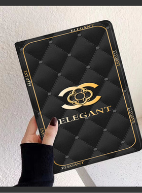 大牌黑色菱格适用ipad2021保护壳mini6苹果平板air5/4/3电脑pro11英寸带笔槽迷你第九代套201718防摔轻薄时尚