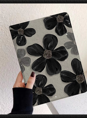 气质花黑适用苹果平板2022pro11英寸带笔槽ipadair5/4/3电脑壳10.9三折mini6磁吸气质透明第八九十代防摔1718