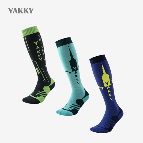 YAKKY 新款羊毛滑雪袜保暖排汗中筒功能户外运动袜男女同款