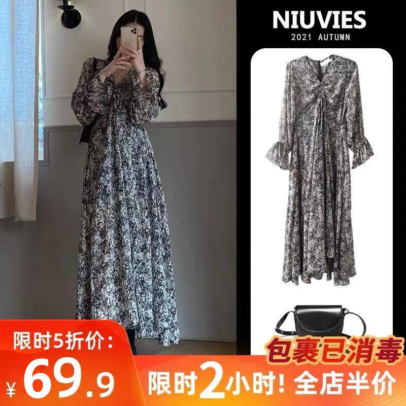 哺乳衣外出辣妈款时尚春夏大码气质显瘦长袖碎花连衣裙产后喂奶衣