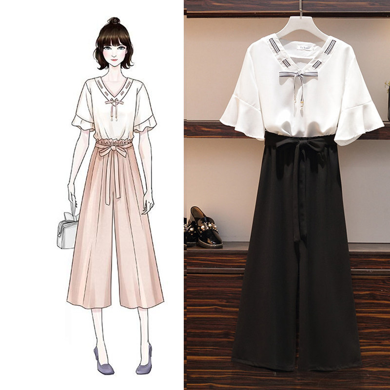 哺乳衣外出时尚新款雪纺衫哺乳上衣阔腿裤喂奶衣服套装产后哺乳装