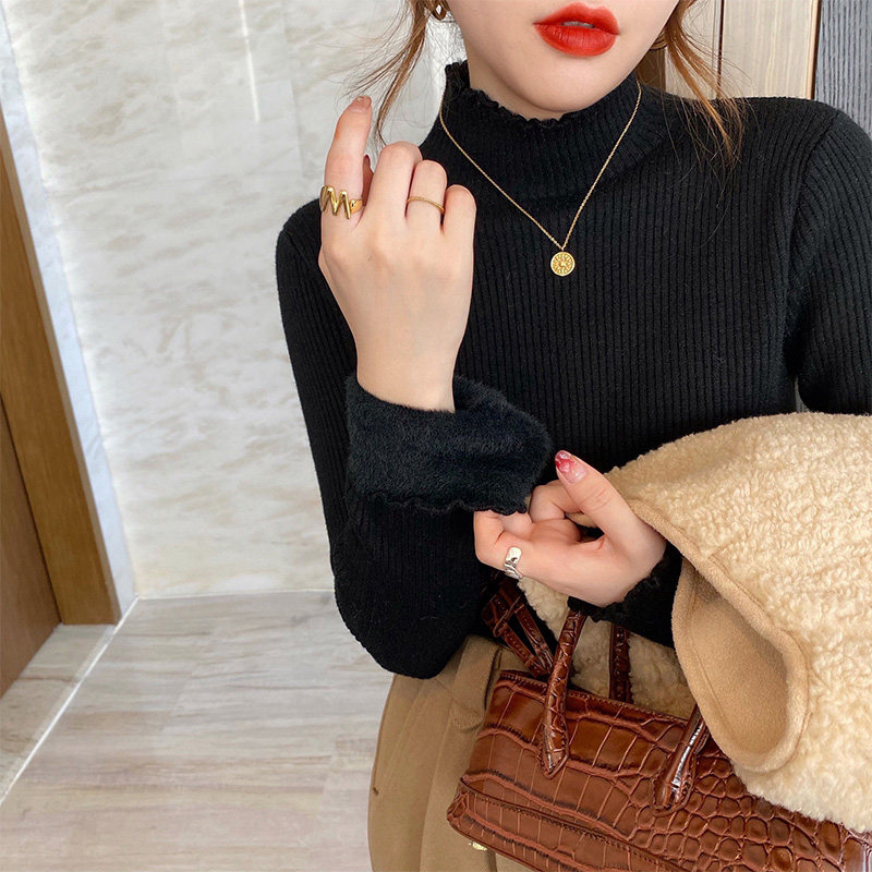 수유 상의 패셔너블한 가을 겨울 외출 만능 산후 수유 스웨터 따뜻하고 도톰한 원피스 벨벳 니트 하의 셔츠