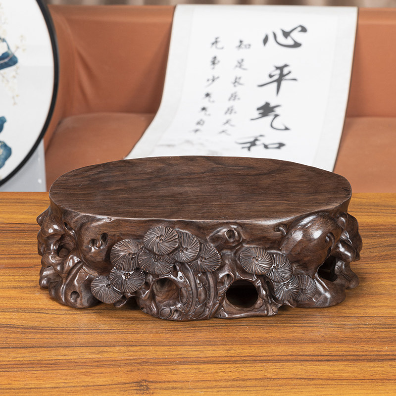 黑檀木实木根雕底座可挖槽图片