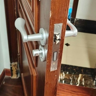 静音卫生间门把手通用型简约家用房间室内分体现代银色卧室木门锁