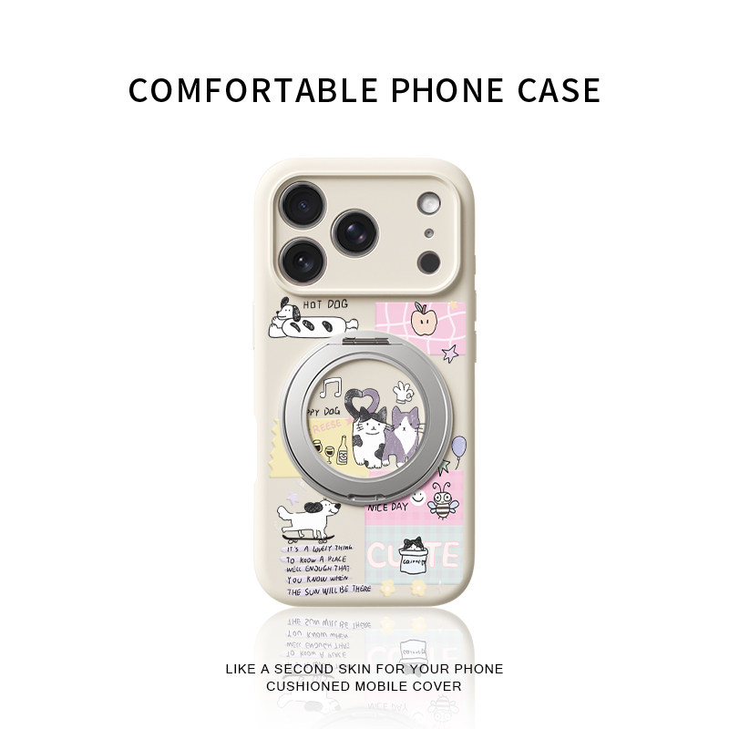 爱心尾巴猫咪狗狗适用苹果17promax手机壳新款iphone16pro镜头全包15液态硅胶软壳防摔保护套360旋转支点壳女