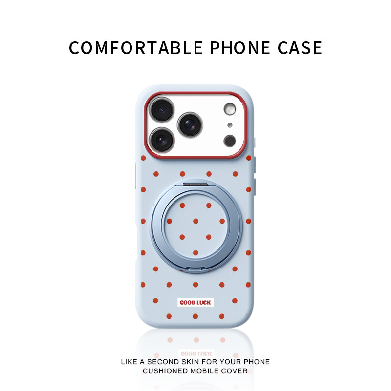 红色波点适用苹果17promax手机壳新款iphone18pro镜头全包16液态硅胶软壳15防摔保护套360旋转磁吸支点壳女14