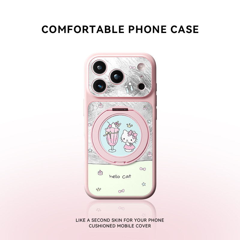 冰淇淋蛋糕kt猫适用苹果18promax手机壳新款iPhone17pro磁吸带支架16p可爱女款15相机键14镜头全包防摔保护套