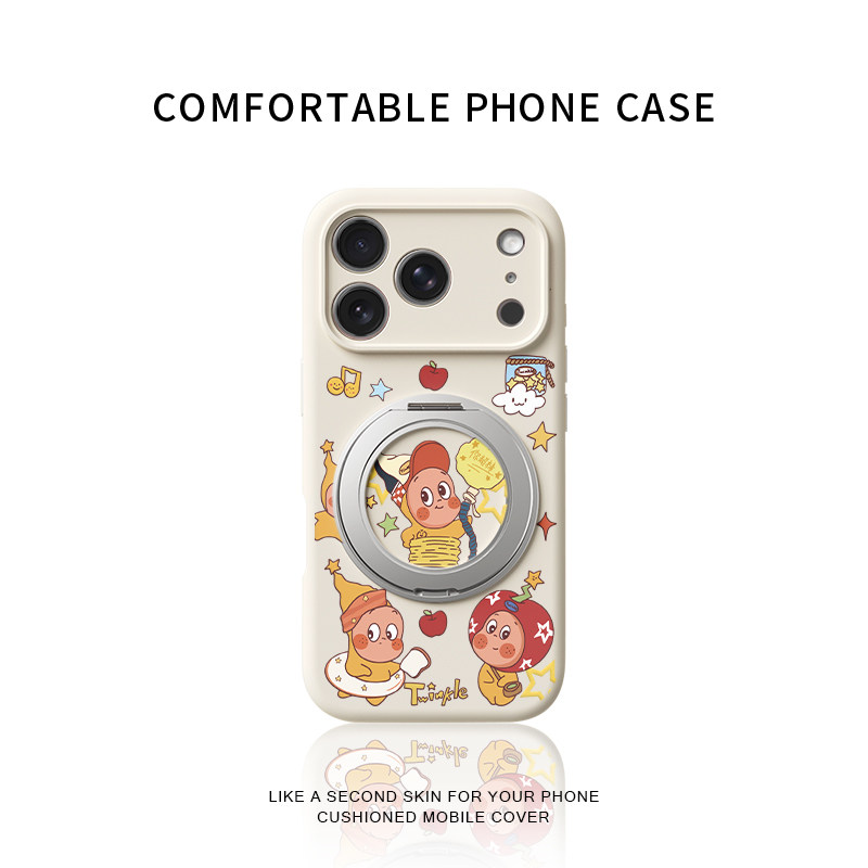 呆萌星星人适用苹果17promax手机壳新款iphone16pro镜头全包15液态硅胶软壳防摔保护套360°旋转磁吸支点壳女