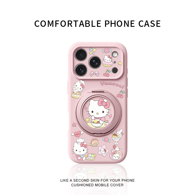 点心可爱猫咪适用苹果17promax手机壳新款iphone16pro镜头全包15液态硅胶软壳防摔保护套360°旋转支点壳女14