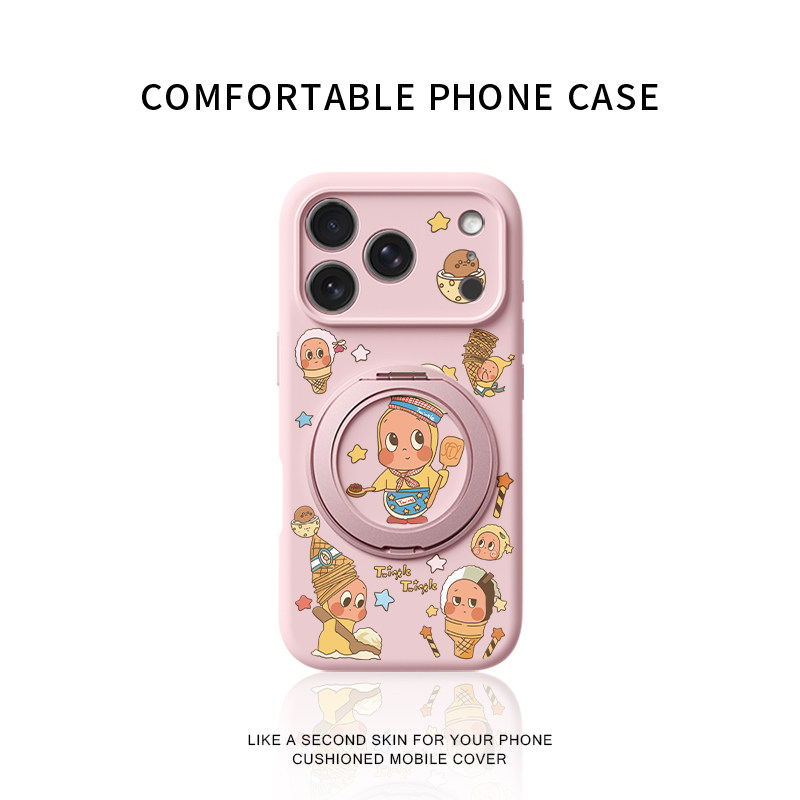 冰淇淋星星人适用苹果17promax手机壳新款iphone16pro镜头全包15液态硅胶软壳防摔保护套360°旋转支点壳女14