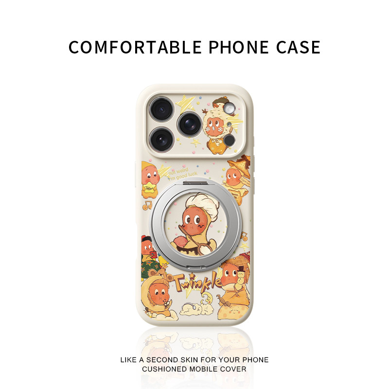 奶油星星人适用苹果17promax手机壳新款iphone16pro可爱女款15卡通14防摔液态硅胶软壳360旋转磁吸支架保护套