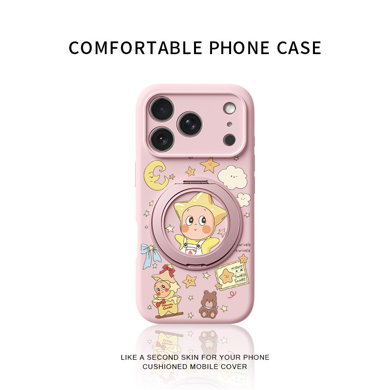 奶油背带裤星星人适用苹果17promax手机壳新款iphone16pro镜头全包15液态硅胶软壳防摔保护套360旋转支点壳女
