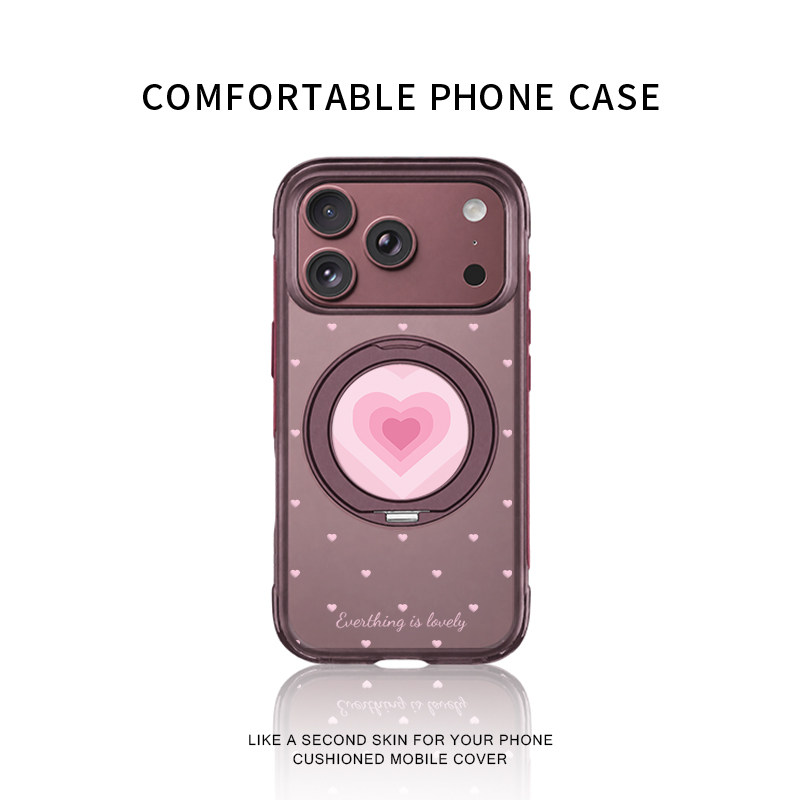 爱心旋涡勃艮第酒红支点壳适用苹果18promax手机壳新款iPhone17proamx防摔16pro高级15pm拍照键磁吸带支架女