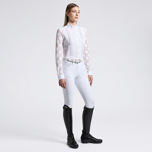 CT 女士比赛马术训练长袖Perforated Jacquard and Jersey L/S