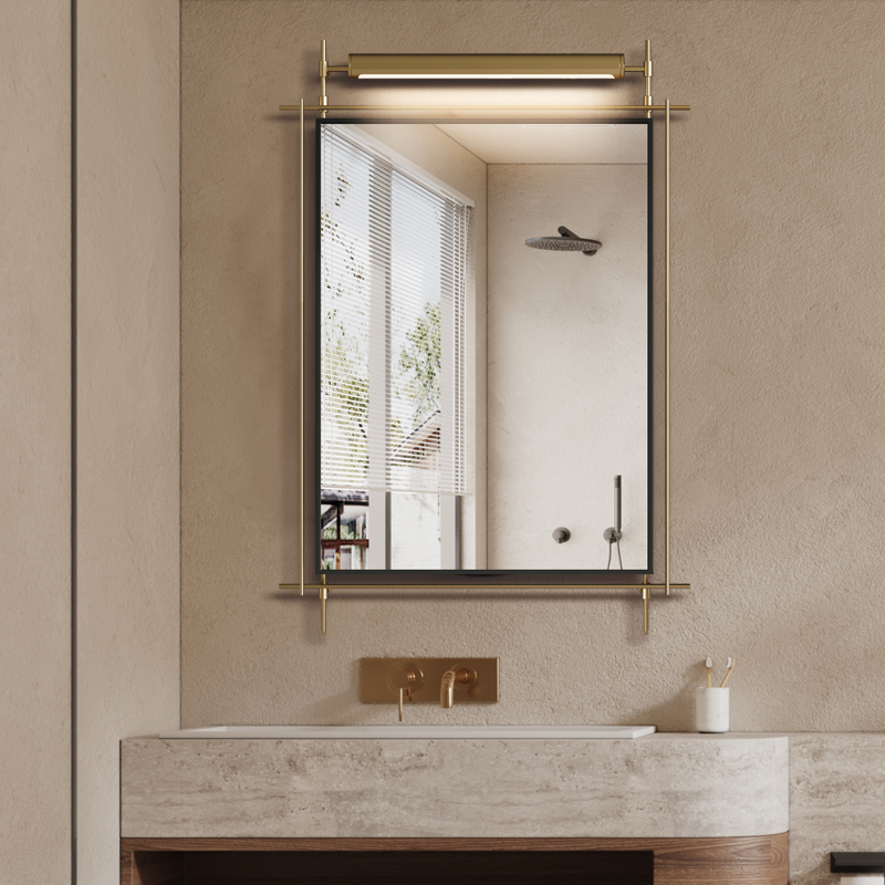 新中式补光灯化妆镜装饰画梳妆台镜子酒店酒吧美容院挂画卧室浴室图片