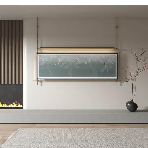 新中式墙面氛围灯装饰画酒店客厅茶室禅意墙壁挂件高级感吊杆灯画