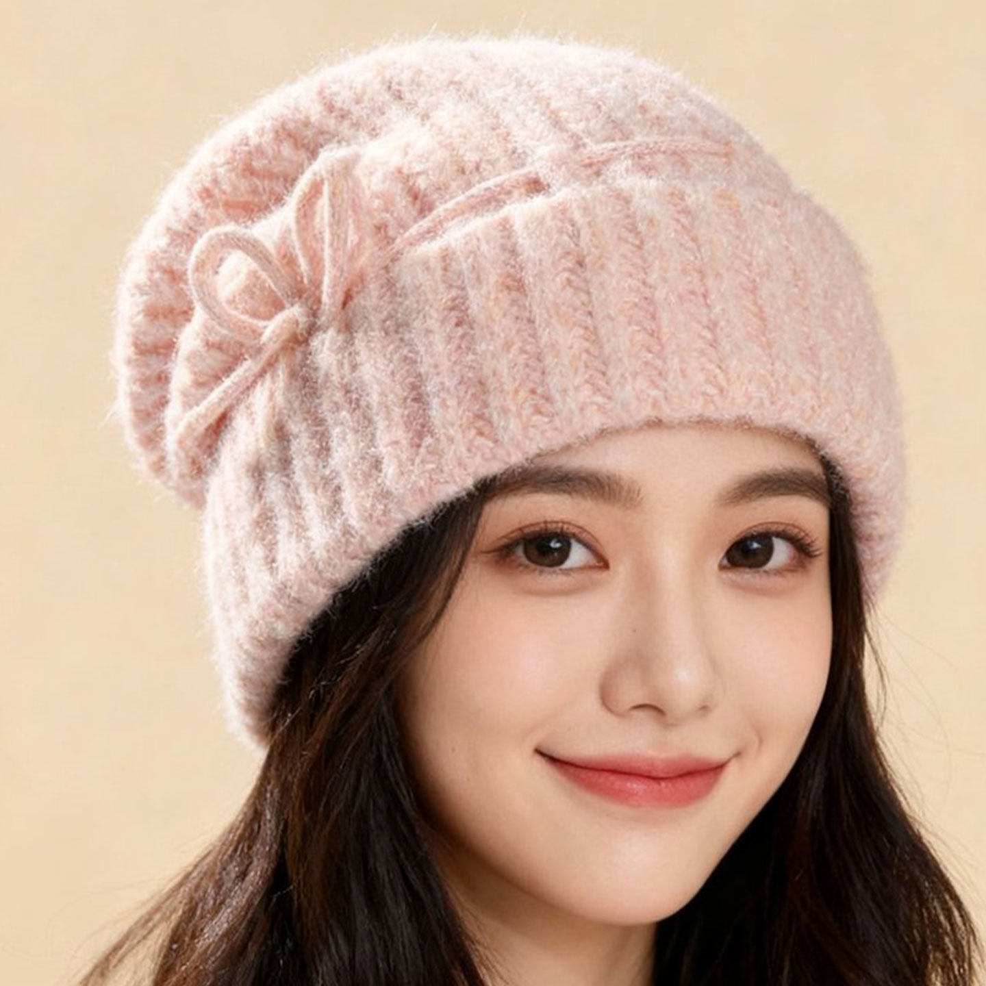 秋冬加厚保暖蝴蝶结堆堆帽女护耳