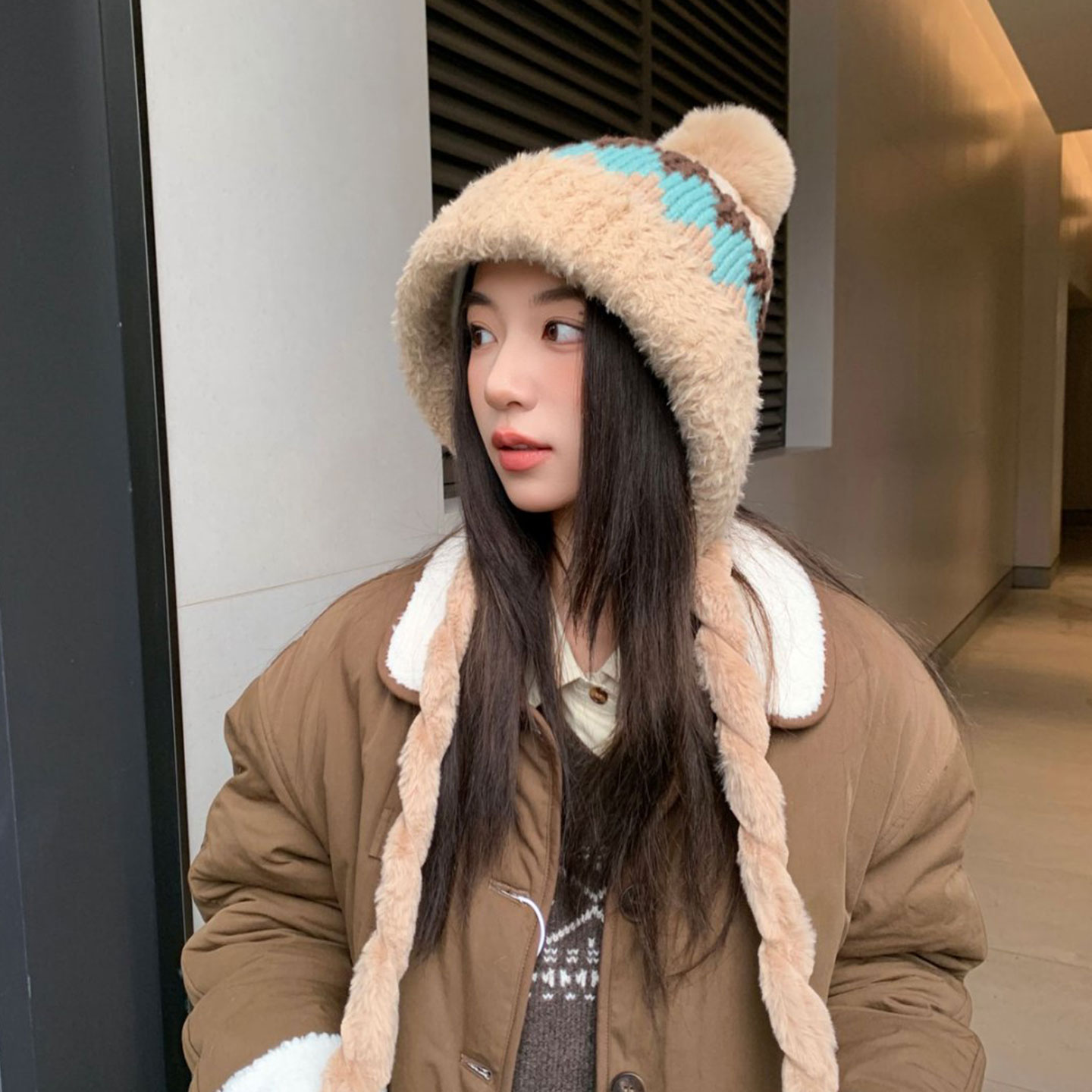 冬季加厚保暖毛绒雷锋帽女款女帽