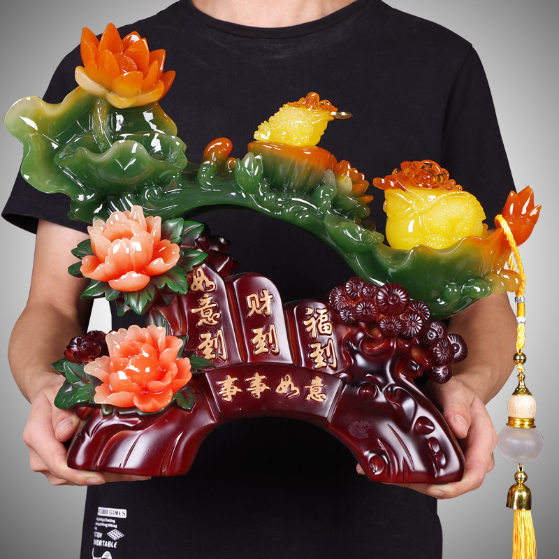 金蟾吉祥物客厅玄关万事如意摆件